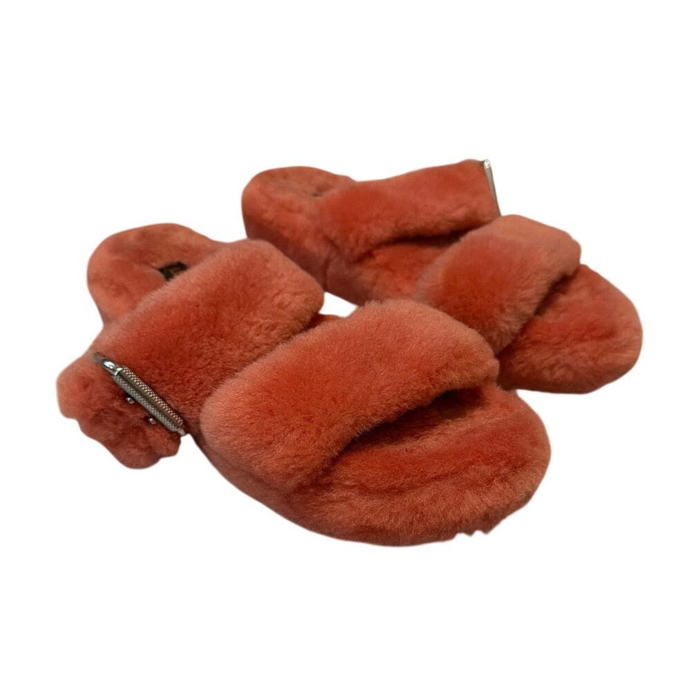 UGG Fuzz Yeah Sherling Slide Sandal Slipper Mariposa Coral Orange Womens Size 9